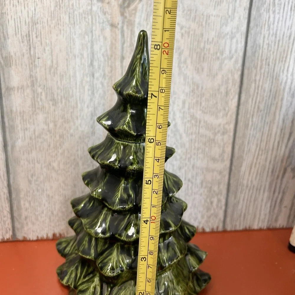 Vintage Handmade Ceramic Large Green Pine Tree Christmas MCM Green‎ Drip 8.5'